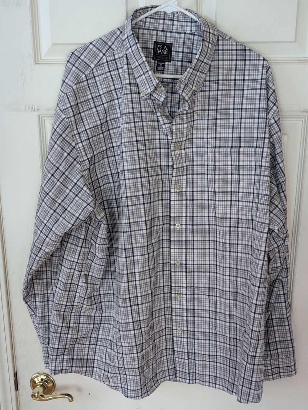 Jos. A. Bank Men’s White and Black Plaid Button-Down Shirt XXL